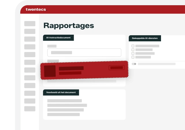 Schermweergave van de Twentecs-module AI Instructiedocumenten met rapportage en gekoppelde AI-diensten