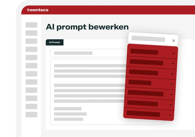 Schermweergave van het bewerkscherm voor een AI-prompt in Twentecs