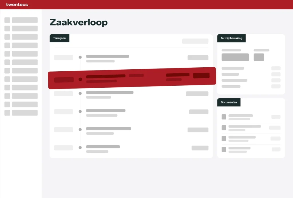 Schermweergave van de Twentecs-module Bezwaar en beroep met zaakverloop, termijnbewaking en documenten in één overzicht