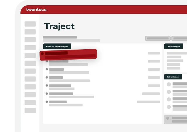 Schermweergave van de Twentecs-module Casemanagement met traject, fasen en betrokkenen