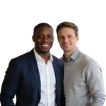 Twee glimlachende mannen, representatief voor loopbaancoaching
