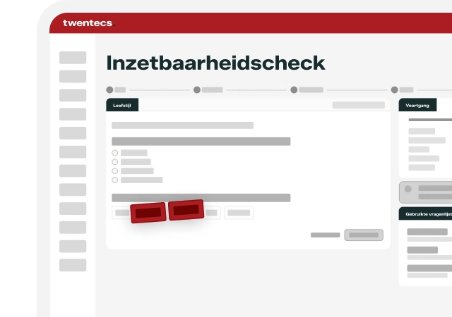 Schermweergave van de Twentecs-module Duurzame inzetbaarheid met inzetbaarheidscheck en voortgang