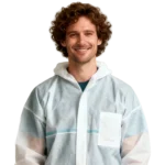 Man in beschermende kleding, representatief voor forensische zorg