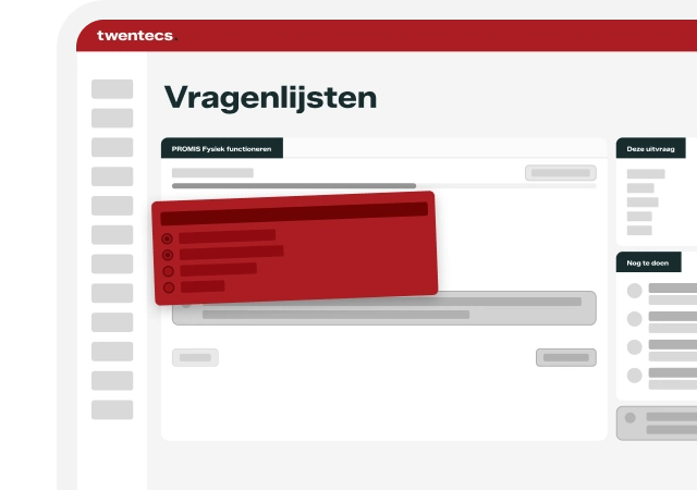 Schermweergave van de Twentecs-module Vragenlijsten met de vragenlijst PROMIS Fysiek functioneren