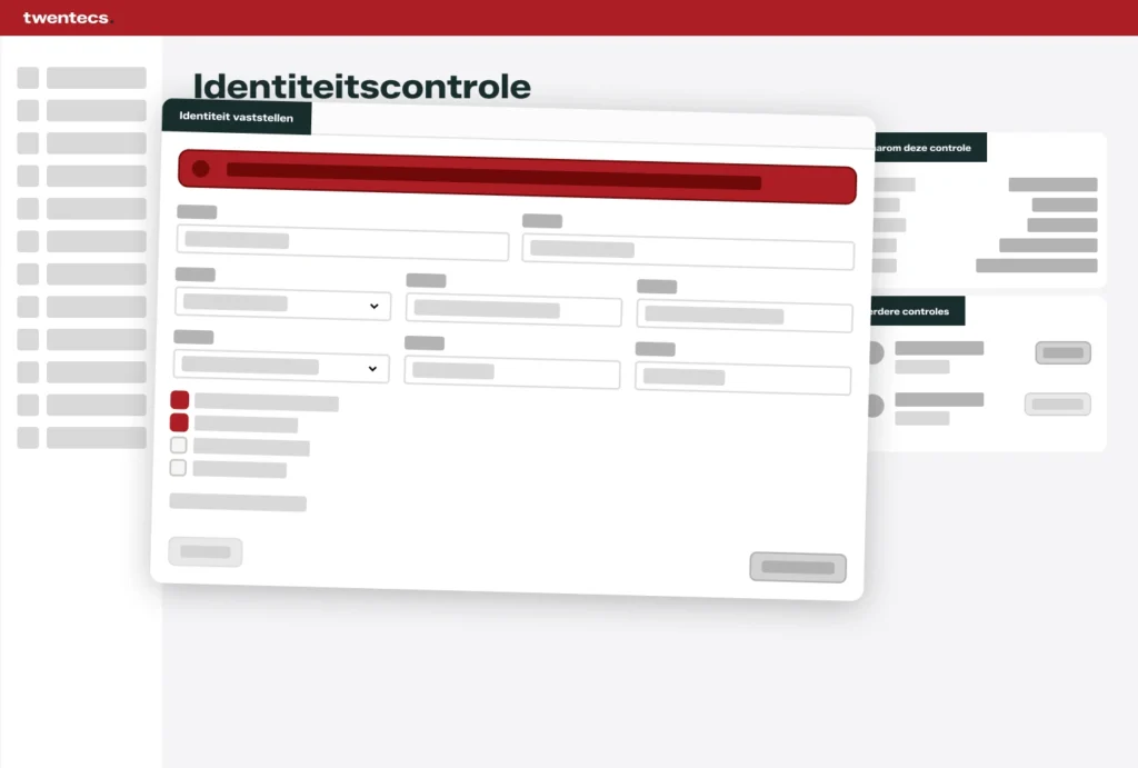 Schermweergave van identiteitscontrole met het vaststellen van identiteit in Twentecs