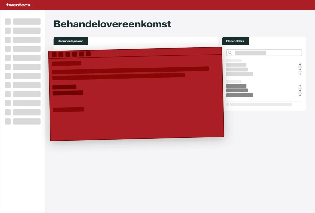 Schermweergave van een documentsjabloon met intelligente placeholders in Twentecs