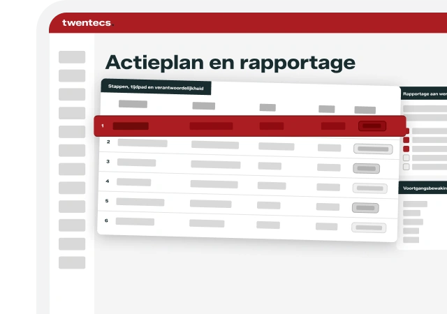 Schermweergave van een actieplan en rapportage binnen de module Loopbaanbegeleiding