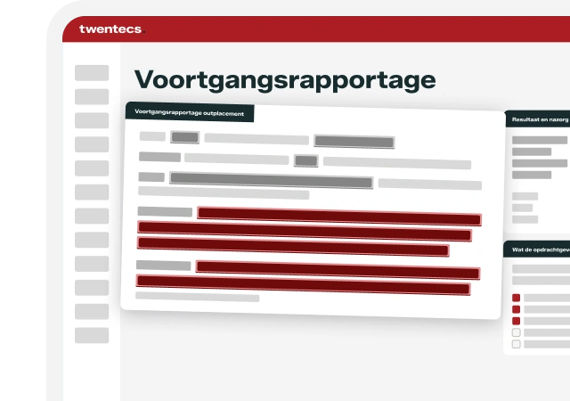 Schermweergave van een voortgangsrapportage binnen de module Outplacement