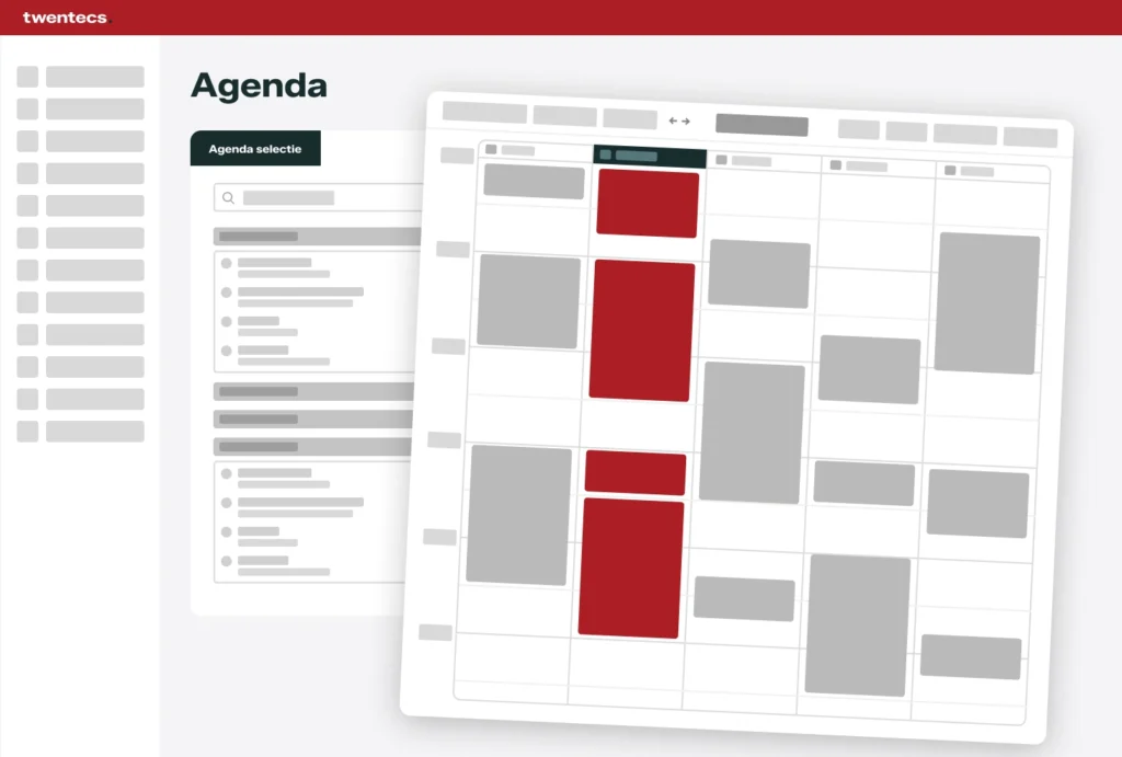 Schermweergave van de agendaplanning met een weekoverzicht in Twentecs