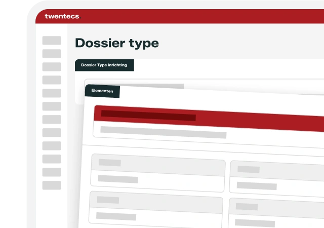 Schermweergave van de Twentecs-module Dossier type met de inrichting van elementen