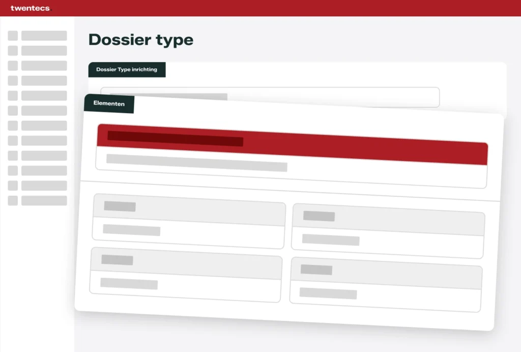 Schermweergave van dossiertype-inrichting met configureerbare elementen in Twentecs