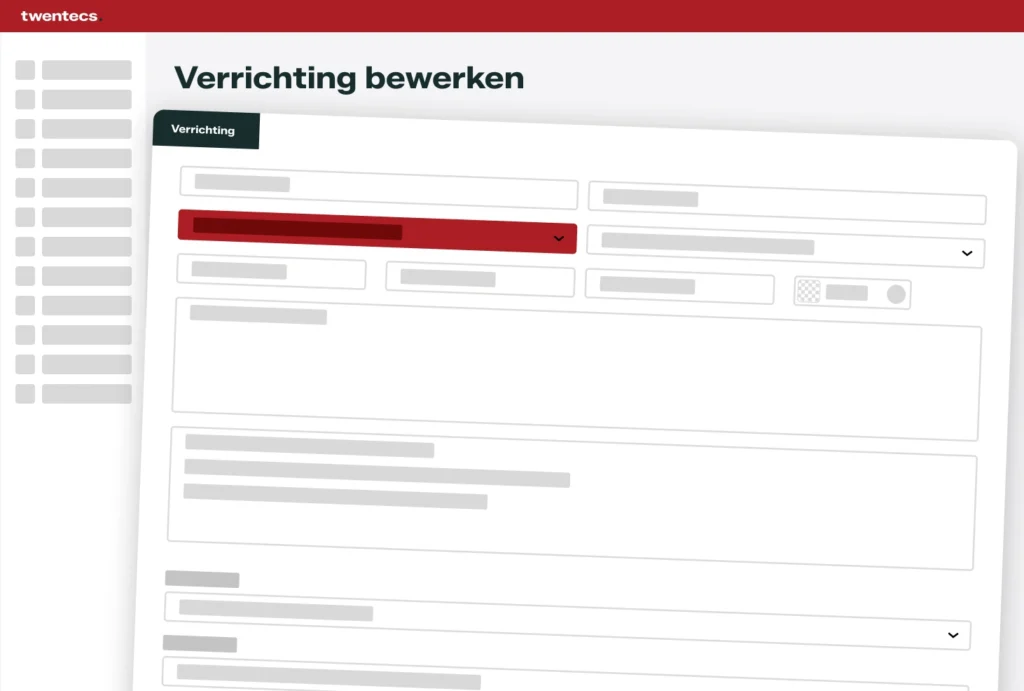 Schermweergave van het bewerken van een verrichting voor facturatie in Twentecs